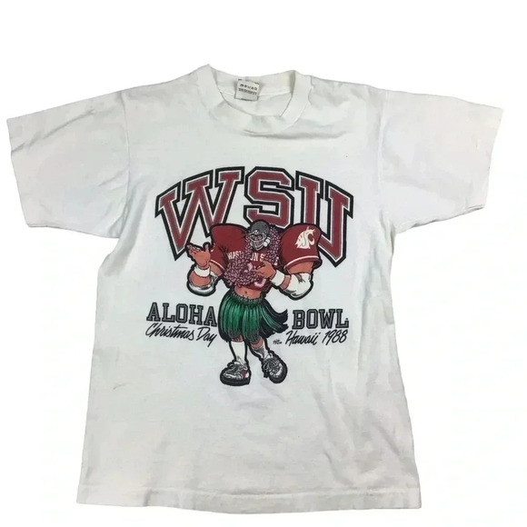 Vintage Washington State Cougars 1988 Aloha Bowl single stitch T-shirt - Picture 1 of 9
